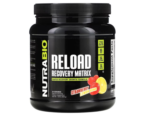 Nutrabio Labs, Reload Recovery Matrix, Strawberry Lemon Bomb, 1.89 lb (858 g) Nutrabio Labs, Reload Recovery Matrix, Strawberry Lemon Bomb, 1.89 lb (858 g)