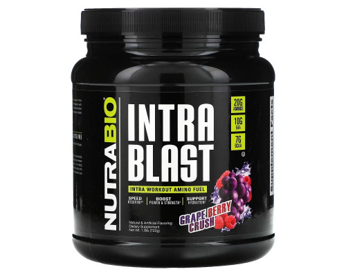 Nutrabio Labs, Intra Blast, Intra Workout Amino Fuel, Grape Berry Crush, 1.6 lb (722 g) Nutrabio Labs, Intra Blast, Intra Workout Amino Fuel, Grape Berry Crush, 1.6 lb (722 g)