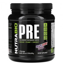 Аминокислоты NutraBio, Pre-Workout Performance Igniter, Grape Berry Crush, 585 г (1,29 фунта)