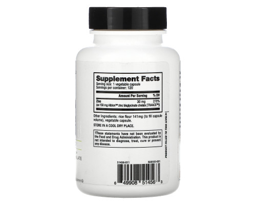 NutraBio Labs, Zn, Zinc, 30 mg, 120 Veggie Capsules NutraBio Labs, Zn, Zinc, 30 mg, 120 Veggie Capsules