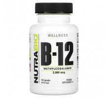 Витамины группы B NutraBio, Витамин B12, 2000 мкг, 90 капсул