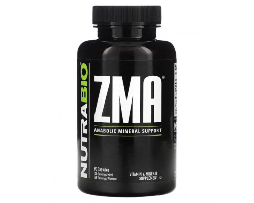Витаминно-минеральные комплексы NutraBio, ZMA`` 90 капсул Витаминно-минеральные комплексы NutraBio, ZMA`` 90 капсул