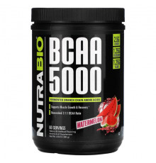 Аминокислоты NutraBio, BCAA 5000, арбуз, 380 г (0,84 фунта)