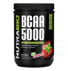 Аминокислоты NutraBio, BCAA 5000, киви и клубника, 401 г (0,88 фунта)