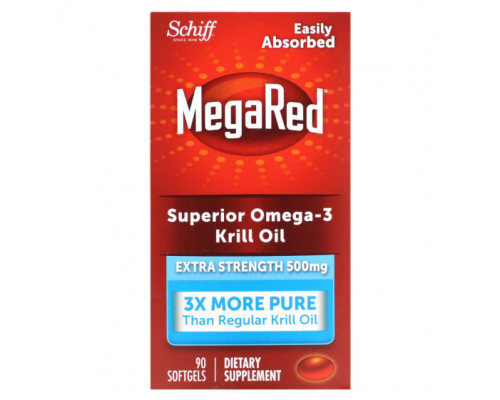Рыбий жир и Омега 3, 6, 9 Schiff, MegaRed, превосходное масло криля с омега-3, повышенная сила действия, 500 мг, 90 мягких таблеток Рыбий жир и Омега 3, 6, 9 Schiff, MegaRed, превосходное масло криля с омега-3, повышенная сила действия, 500 мг, 90 мягких таблеток