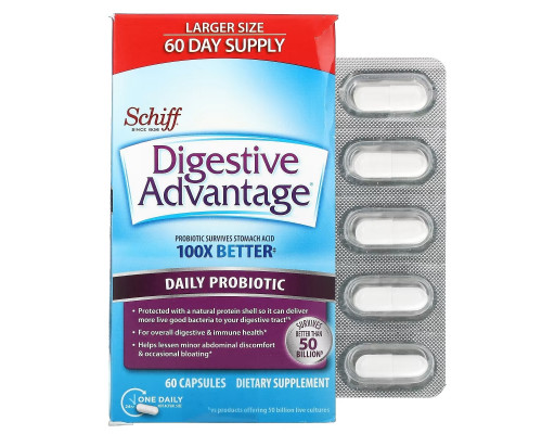 Schiff, Digestive Advantage, Daily Probiotic, 60 Capsules Schiff, Digestive Advantage, Daily Probiotic, 60 Capsules