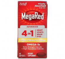 Рыбий жир и Омега 3, 6, 9 Schiff, MegaRed, улучшенные омега-3 кислоты 4 в 1, повышенная сила действия, 900 мг, 40 мягких таблеток