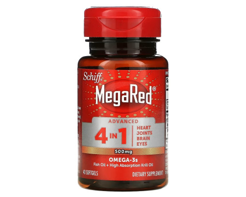 Schiff, MegaRed, Advanced 4 In 1 Omega-3s, 500 mg, 40 Softgels Schiff, MegaRed, Advanced 4 In 1 Omega-3s, 500 mg, 40 Softgels