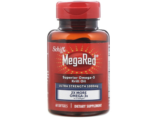 Schiff, MegaRed, Superior Omega-3 Krill Oil, 1,000 mg, 60 Softgels Schiff, MegaRed, Superior Omega-3 Krill Oil, 1,000 mg, 60 Softgels