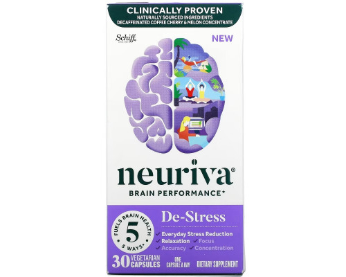 Schiff, Neuriva Brain Performance, De-Stress, 30 Vegetarian Capsules Schiff, Neuriva Brain Performance, De-Stress, 30 Vegetarian Capsules
