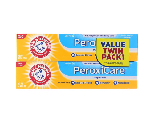 Arm & Hammer, PeroxiCare, Deep Clean, Fluoride Anticavity Toothpaste, Clean Mint, Twin Pack, 6.0 oz (170 g) Each Arm & Hammer, PeroxiCare, Deep Clean, Fluoride Anticavity Toothpaste, Clean Mint, Twin Pack, 6.0 oz (170 g) Each