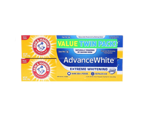 Arm & Hammer, Advance White, Extreme Whitening Toothpaste, Clean Mint, Twin Pack, 6.0 oz (170 g) Each Arm & Hammer, Advance White, Extreme Whitening Toothpaste, Clean Mint, Twin Pack, 6.0 oz (170 g) Each