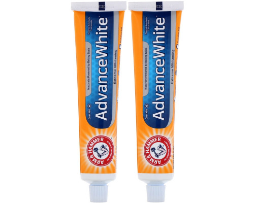 Arm & Hammer, Advance White, Extreme Whitening Toothpaste, Clean Mint, Twin Pack, 6.0 oz (170 g) Each Arm & Hammer, Advance White, Extreme Whitening Toothpaste, Clean Mint, Twin Pack, 6.0 oz (170 g) Each