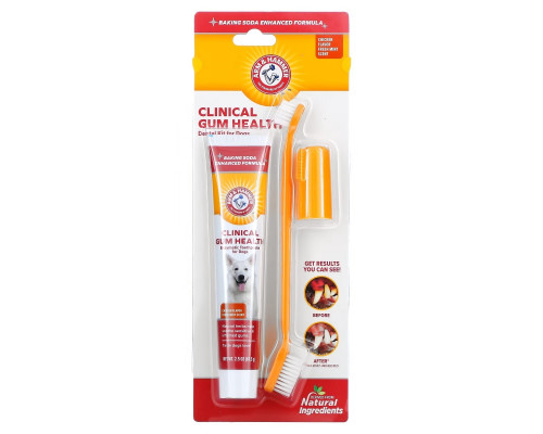Arm & Hammer, Clinical Gum Health, стоматологический набор для собак, курица, набор из 3 предметов Arm & Hammer, Clinical Gum Health, стоматологический набор для собак, курица, набор из 3 предметов