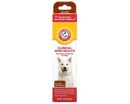 Arm & Hammer, Ферментативная зубная паста для собак, клиническое состояние десен, говядина, 67,5 г (2,5 унции) Arm & Hammer, Ферментативная зубная паста для собак, клиническое состояние десен, говядина, 67,5 г (2,5 унции)