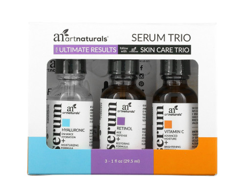 Artnaturals, Serum Trio Set, Anti-Aging, 3 Serums, 1 fl oz (29.5 ml) Each Artnaturals, Serum Trio Set, Anti-Aging, 3 Serums, 1 fl oz (29.5 ml) Each