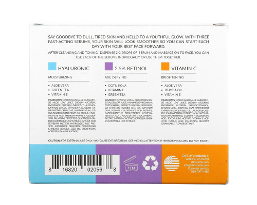 Artnaturals, Serum Trio Set, Anti-Aging, 3 Serums, 1 fl oz (29.5 ml) Each Artnaturals, Serum Trio Set, Anti-Aging, 3 Serums, 1 fl oz (29.5 ml) Each