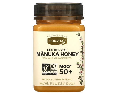 Comvita, Raw, Multifloral Manuka Honey, MGO 50+, 17.6 oz (500 g) Comvita, Raw, Multifloral Manuka Honey, MGO 50+, 17.6 oz (500 g)