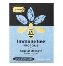 Прополис и пчелиное маточное молочко Comvita, Immune Bee Propolis, Regular Strength Immune Support, PFL15, 30 Veg Capsules