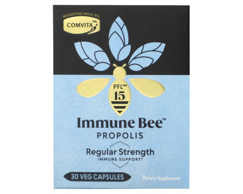 Прополис и пчелиное маточное молочко Comvita, Immune Bee Propolis, Regular Strength Immune Support, PFL15, 30 Veg Capsules Прополис и пчелиное маточное молочко Comvita, Immune Bee Propolis, Regular Strength Immune Support, PFL15, 30 Veg Capsules