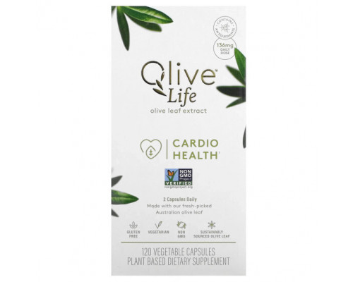 Зелень и зеленые овощи Comvita, Olive Life, экстракт листьев оливкового дерева, для здоровья сердечно-сосудистой системы, 68 мг, 120 растительных капсул Зелень и зеленые овощи Comvita, Olive Life, экстракт листьев оливкового дерева, для здоровья сердечно-сосудистой системы, 68 мг, 120 растительных капсул