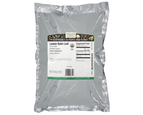 Frontier Natural Products, Органический нарезанный и просеянный лист лимонной мелиссы, 16 унций (453 г) Frontier Natural Products, Органический нарезанный и просеянный лист лимонной мелиссы, 16 унций (453 г)