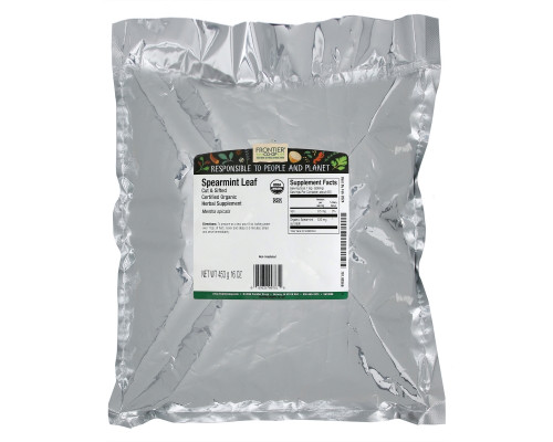 Frontier Natural Products, Органические нарезанные и отобранные листья мяты колосистой, 16 унций (453 г) Frontier Natural Products, Органические нарезанные и отобранные листья мяты колосистой, 16 унций (453 г)