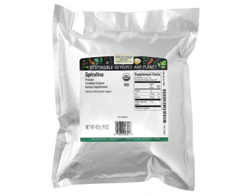 Водоросли Frontier Co-op, Organic Spirulina Powder, 16 oz (453 g) Водоросли Frontier Co-op, Organic Spirulina Powder, 16 oz (453 g)