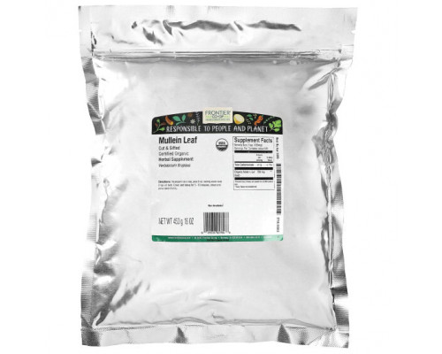 Травяные сборы и чаи Frontier Co-op, Organic Mullein Leaf, Cut & Sifted, 16 oz (453 g) Травяные сборы и чаи Frontier Co-op, Organic Mullein Leaf, Cut & Sifted, 16 oz (453 g)