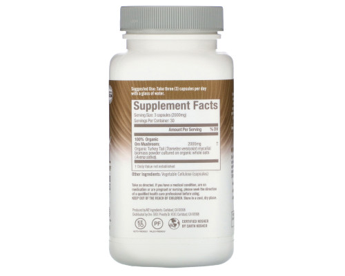 Organic Mushroom Nutrition, Траметес разноцветный, 667 мг, 90 вегетарианских капсул Organic Mushroom Nutrition, Траметес разноцветный, 667 мг, 90 вегетарианских капсул