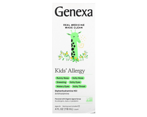 Genexa, Kid's Allergy, Organic Agave Syrup , 4 fl oz (118 ml) Genexa, Kid's Allergy, Organic Agave Syrup , 4 fl oz (118 ml)