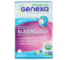 Genexa, Children's Sleepology, Organic Nighttime Sleep Aid, Ages 3+, Vanilla Lavender Flavor, 60 Chewable Tablets
