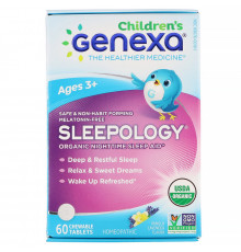 Genexa, Children's Sleepology, Organic Nighttime Sleep Aid, Ages 3+, Vanilla Lavender Flavor, 60 Chewable Tablets
