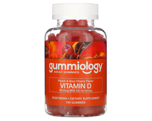 Gummiology, Adult Vitamin D3 Gummies, Natural Peach & Sour Cherry Flavors, 100 Vegetarian Gummies Gummiology, Adult Vitamin D3 Gummies, Natural Peach & Sour Cherry Flavors, 100 Vegetarian Gummies