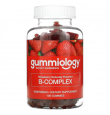 Gummiology, Adult B Complex Gummies, Natural Strawberry Flavor, 100 Vegetarian Gummies