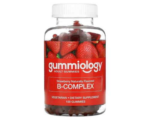 Gummiology, Adult B Complex Gummies, Natural Strawberry Flavor, 100 Vegetarian Gummies Gummiology, Adult B Complex Gummies, Natural Strawberry Flavor, 100 Vegetarian Gummies