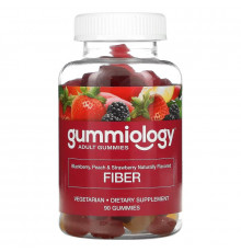 Gummiology, Adult Fiber Gummies, Natural Peach, Strawberry, & Blackberry Flavors, 100 Vegetarian Gummies