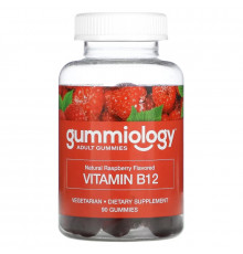 Gummiology, жевательные таблетки для взрослых с витамином В12 со вкусом малины, 90 вегетарианских жевательных таблеток