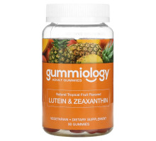 Gummiology, жевательные таблетки с лютеином и зеаксантином, вкус тропических фруктов, 90 вегетарианских жевательных таблеток