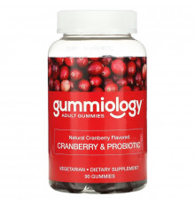 Gummiology, жевательные таблетки с клюквой и пробиотиком, со вкусом клюквы, 90 вегетарианских жевательных таблеток