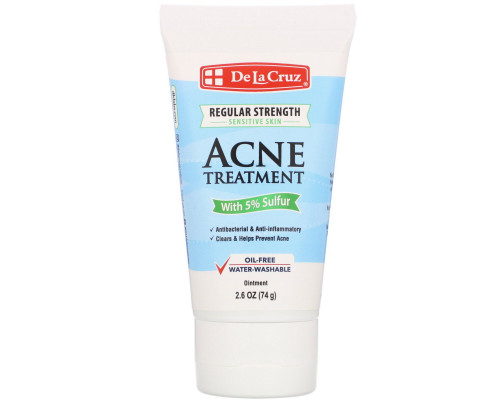 De La Cruz, Ointment, Acne Treatment with 5% Sulfur, Regular Strength, 2.6 oz (74 g) De La Cruz, Ointment, Acne Treatment with 5% Sulfur, Regular Strength, 2.6 oz (74 g)