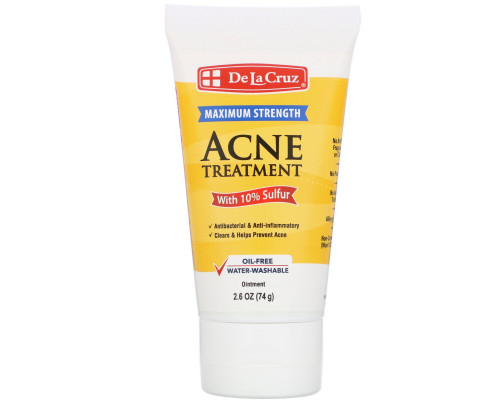 De La Cruz, Ointment, Acne Treatment with 10% Sulfur, Maximum Strength, 2.6 oz (74 g) De La Cruz, Ointment, Acne Treatment with 10% Sulfur, Maximum Strength, 2.6 oz (74 g)