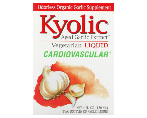Kyolic, Выдержанный экстракт чеснока, для сердечно-сосудистой системы, жидкий, 2 бутылочки по 2 жидких унции (60 мл) Kyolic, Выдержанный экстракт чеснока, для сердечно-сосудистой системы, жидкий, 2 бутылочки по 2 жидких унции (60 мл)