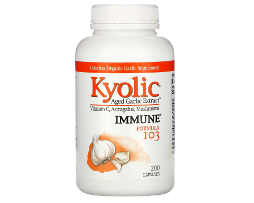 Kyolic, Выдержанный экстракт чеснока, иммунитет, формула 103, 200 капсул Kyolic, Выдержанный экстракт чеснока, иммунитет, формула 103, 200 капсул