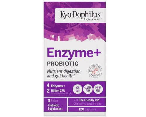 Kyolic, Kyo•Dophilus, пробиотики плюс ферменты, 120 капсул