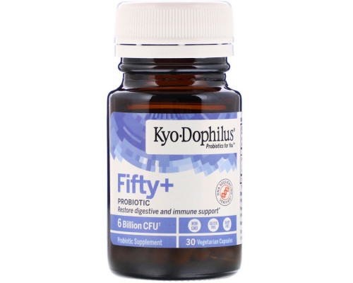Kyolic, Kyo-Dophilus, Fifty + Probiotic, 6 Billion CFU, 30 Vegetarian Capsules Kyolic, Kyo-Dophilus, Fifty + Probiotic, 6 Billion CFU, 30 Vegetarian Capsules