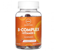 Витамины группы B MRM Nutrition, B-Complex с витамином C, жевательные мармеладки, клубника, 60 жевательных таблеток