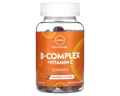 Витамины группы B MRM Nutrition, B-Complex с витамином C, жевательные мармеладки, клубника, 60 жевательных таблеток Витамины группы B MRM Nutrition, B-Complex с витамином C, жевательные мармеладки, клубника, 60 жевательных таблеток