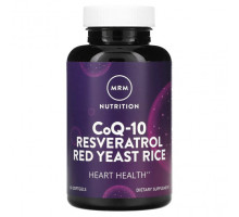 Коэнзим Q10 MRM Nutrition, CoQ-10, ресвератрол, красный дрожжевой рис, 60 мягких таблеток