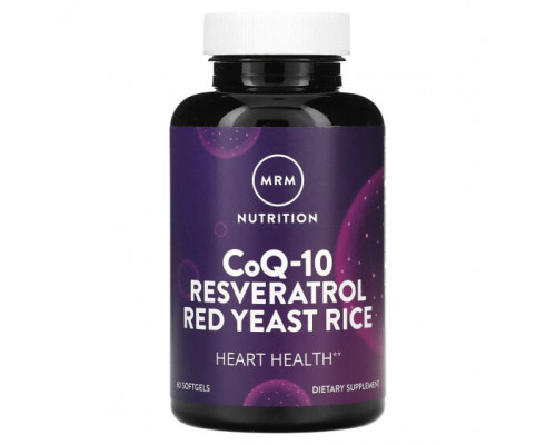 Коэнзим Q10 MRM Nutrition, CoQ-10, ресвератрол, красный дрожжевой рис, 60 мягких таблеток Коэнзим Q10 MRM Nutrition, CoQ-10, ресвератрол, красный дрожжевой рис, 60 мягких таблеток